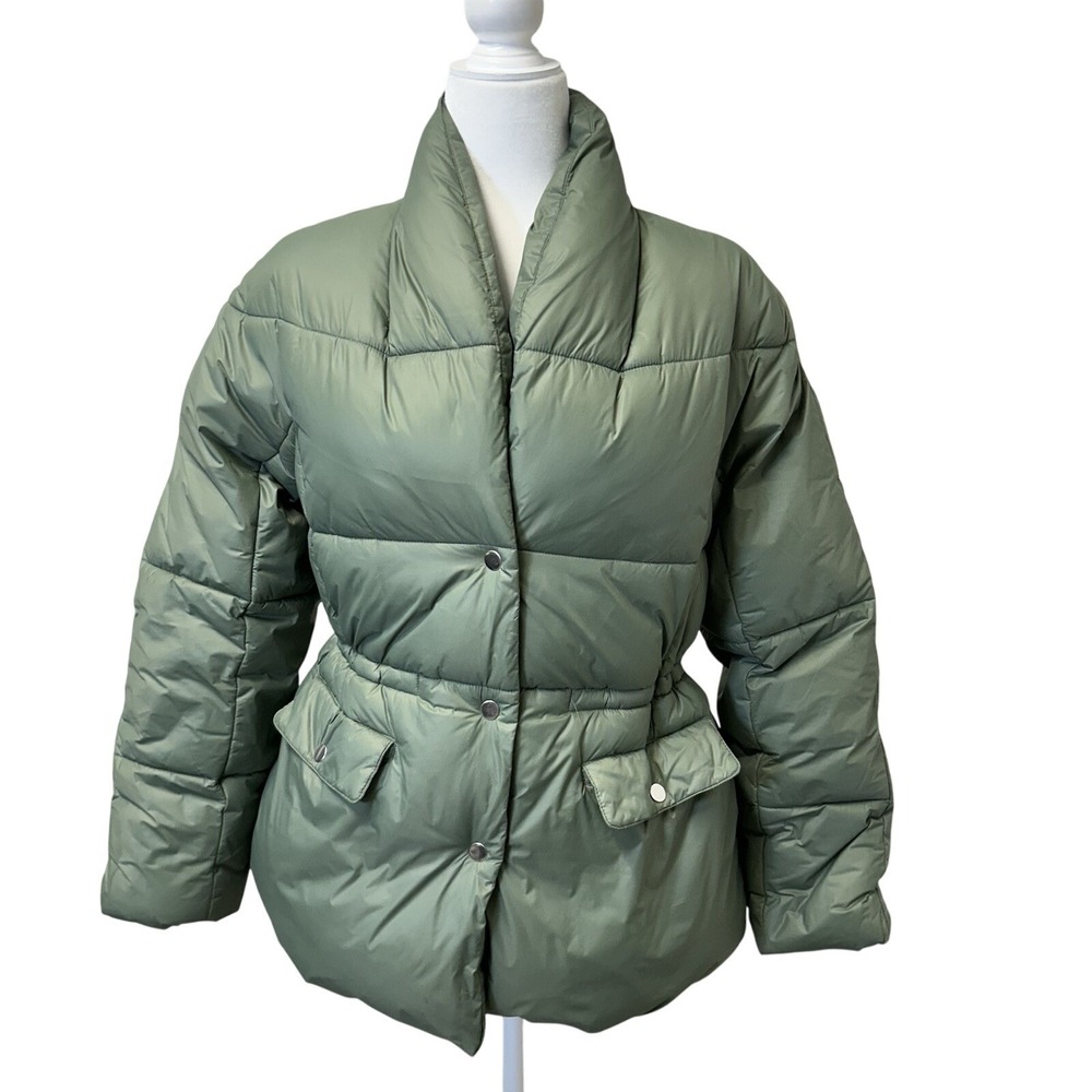 J.Crew Signature Puffer Coat Green Quilted PrimaLoft Insulated Size Small $180